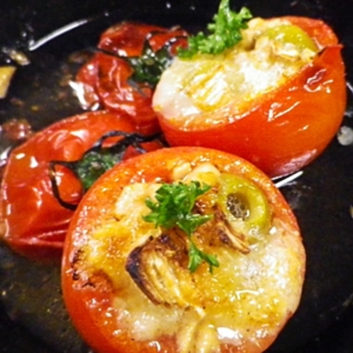 トマトのツナオリーブカマン焼き